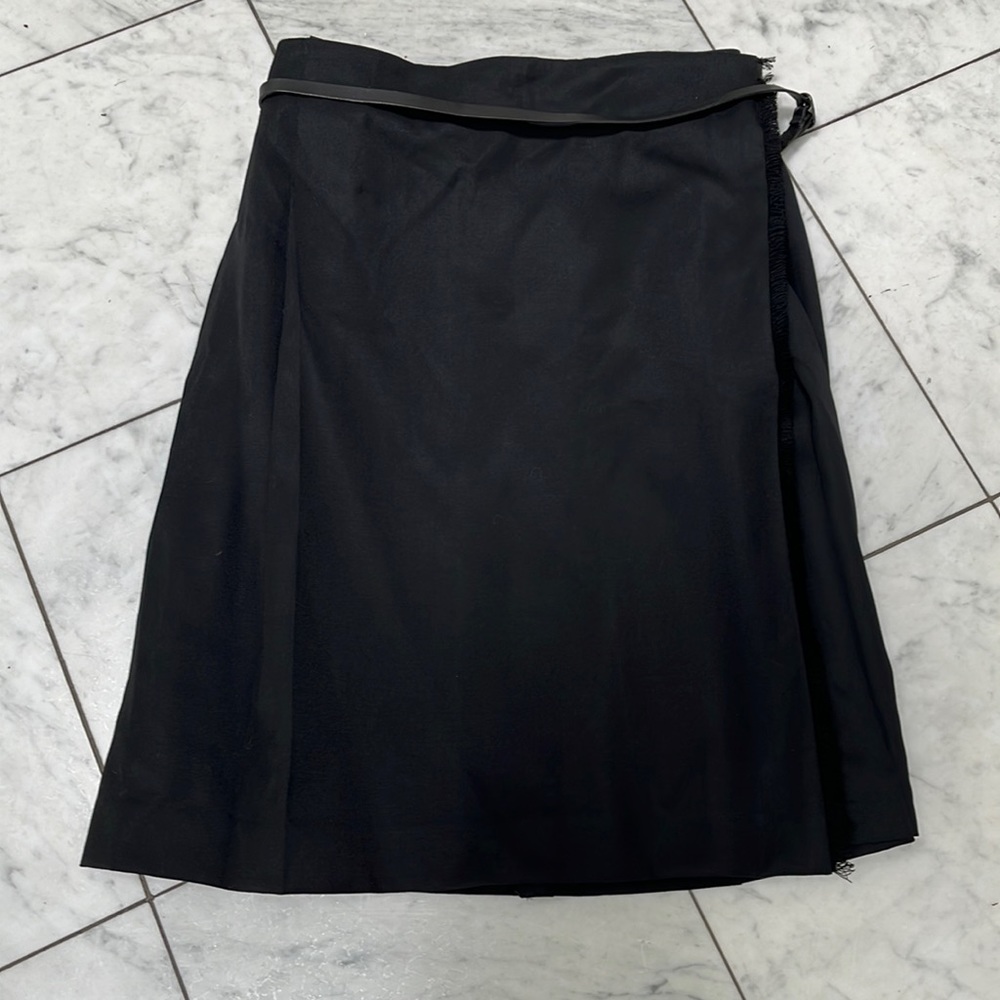 Burberry Wool Pleated Wrap Skirt